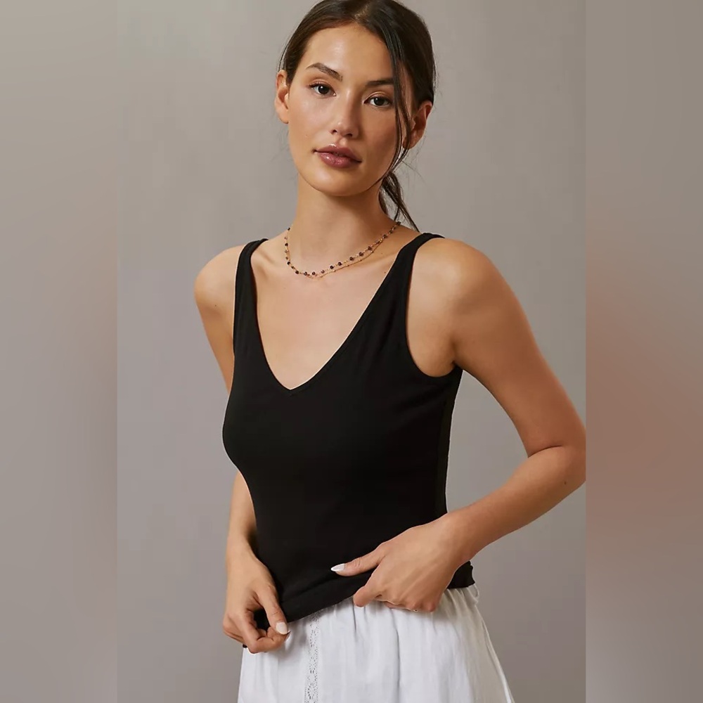 Anthropologie Maeve Maryanne sweater tank black  Charcoal Knit Sleeveless Top